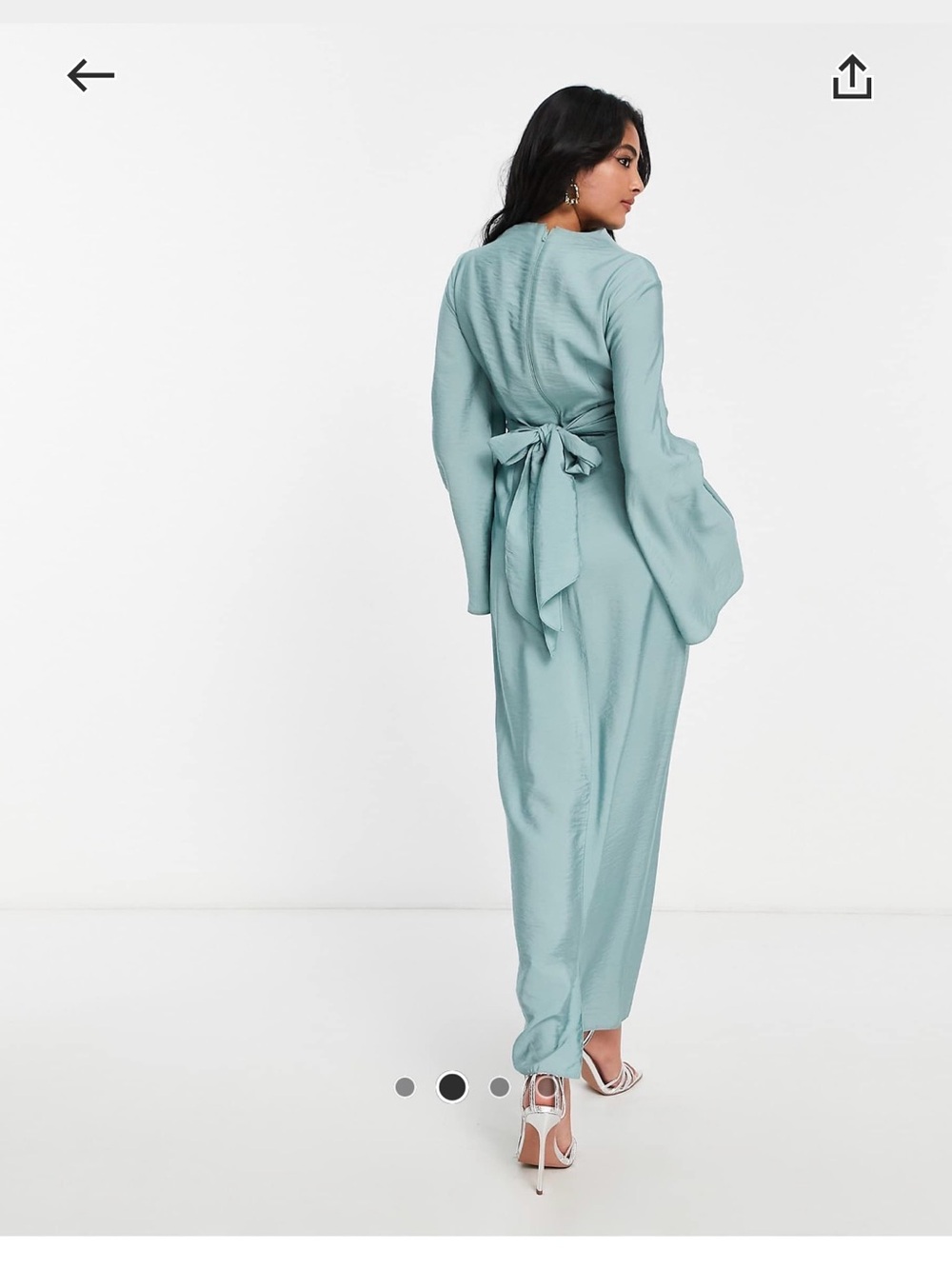 ASOS light teal/aqua green High-Neck Wrap Maxi Dress - Picture 3 of 4